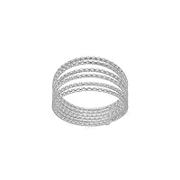orus bijoux - bague argent rhodié multi-anneaux diamanté - taille : 60cm