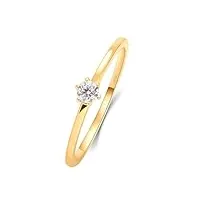 stfery bague de fiançailles en or 18 carats pour femme 0,1 carat avec diamant rond créé, diamant créé