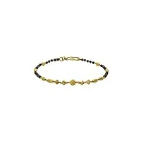 satfale jewellers bracelet en or jaune véritable 22 carats certifié avec perles noires estampillées pour femme/fille, or jaune, pas de gemme