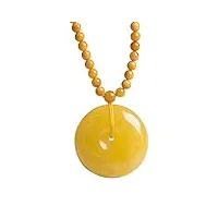 dsxjeznj natural stone pendant pendentif de collier de bijoux en cristal d'ambre naturel avec chaîne de perles 18k