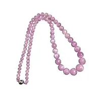 jewizjst natural stone pendant naturel violet kunzite gemstone 5.5mm-13mm femme longue chaîne cristal collier de perles rondes aaaa