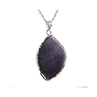 dsxjeznj natural stone pendant véritable perle de pendentif femme en argent avec pierre précieuse sugilite violette naturelle
