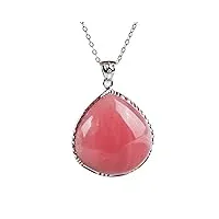 jewizjst natural stone pendant pendentif en forme de goutte d'eau en cristal de pierre précieuse de quartz rose naturel véritable