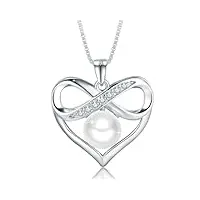 nonnyllei cadeaux pour femme - cadeau d'anniversaire - collier de perles en forme de cœur infini - cadeau de fête des mères - cadeau d'anniversaire de noël - cadeau de saint-valentin pour elle, argent