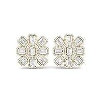 18,14 ctw forme octogonale diamant moissanite argent sterling 925 or vermeil conception florale femmes de mariage boucles d'oreilles