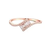 stfery bague en or rose véritable pour femme - rectangulaire - bague diamant pour femme classique, diamant créé