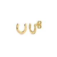 amberta boucles d'oreilles pour femme clous porte-bonheur en or italien 9 carats avec zircon: clous fer à cheval