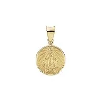 collier avec pendentif en or jaune 18 carats - médaille religieuse miraculeuse - 13 mm - bijoux cadeaux pour femme, or jaune