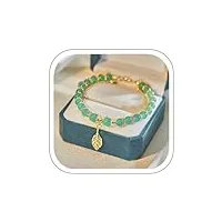 pour bijoux hetian jade feuille d'or bracelet naturel double couche réglable classique bracelet pour les femmes (green, one size)