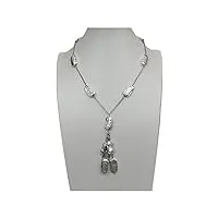 qaoubjfv collier de chaîne plaqué or blanc avec perle biwa blanche de culture d'eau douce naturelle 19 pouces colliers pour femme