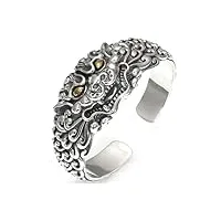 s925 bracelet en argent sterling rétro de style chinois, bracelet porte-bonheur en argent sterling ouvert et ajustable personnalisé pour hommes et femmes