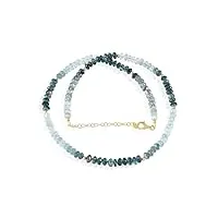 gemstone couture collier aigue-marine ombragée et topaze bleue de londres pour femmes, perles rondelles à facettes, bijoux en pierres précieuses fabriqués en argent 925-50 cm