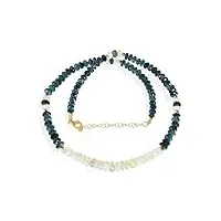 gemstone couture collier topaze bleue de londres et opale éthiopienne pour femme, ronde à facettes, pierres précieuses naturelles, bijoux en argent 925, bijoux pour elle - 50 cm
