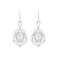 forme ovale de 6,5 carats diamant moissanite solitaire en argent sterling 925 boucles d'oreilles pendantes halo drop pour femmes