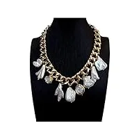 lqubmbsg colliers pour femme collier ras du cou multiforme plaqué or avec perles blanches de culture d'eau douce