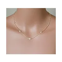 perle en argent sterling 925 authentique pour femmes, ras du cou mignon, extension de 40 + 5cm en argent dans le collier (plaqué platine)