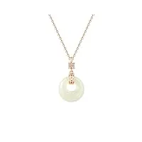 collier de jade en or 14 carats pour femmes, collier pendentif en jade avec boucle de paix, collier moissanite, beau cadeau pour petite amie, femme et mère