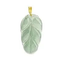collier de jade en or 14 carats, collier de feuilles de jade naturel - cadeau d’anniversaire et de fête des mères parfait pour mère, femme et petite amie