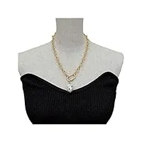 zdvhomcb collier de chaîne plaqué or avec perle keshi blanche de culture naturelle vert pave 18 pouces accessoires de mode