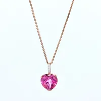 paris vendôme - pendentif diamants 0.009 ct & topaze rose 2.08 ct or rose
