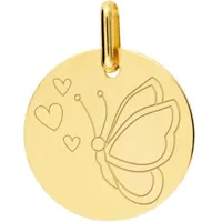 médaille papillon coeur personnalisable (or jaune 375°)