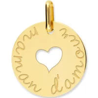 médaille maman d'amour coeur ajouré personnalisable (or jaune 750°)