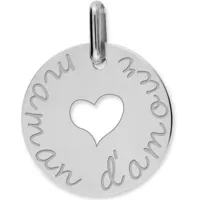 médaille maman d'amour coeur ajouré personnalisable (or blanc 750°)