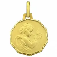 médaille octogonale ange à la colombe 15 mm (or jaune 750°)