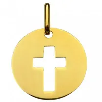 médaille ronde ajourée symbole croix 16 mm (or jaune 750°)