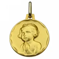 médaille ronde enfant à la prière 16 mm (or jaune 750°)