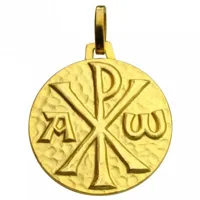médaille ronde monogramme du christ 18 mm (or jaune 750°)