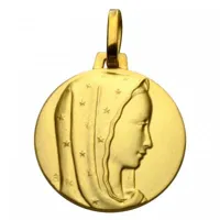 médaille ronde vierge au voile étoilé 16 mm (or jaune 750°)
