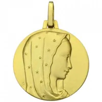 médaille ronde vierge au voile étoilé 18 mm (or jaune 750°)