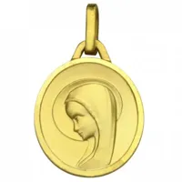 médaille ronde vierge auréolée 14 mm (or jaune 750°)