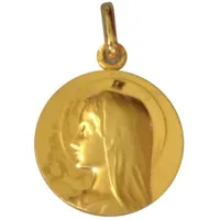 médaille ronde vierge auréolée sans bord 20 mm (or jaune 750°)