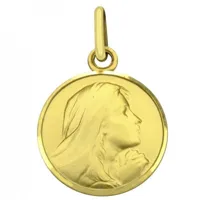 médaille ronde vierge priante 16 mm bord brillant (or jaune 750°)