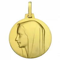 médaille ronde vierge profil 16 mm (or jaune 750°)