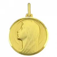 médaille ronde vierge profil 20 mm (or jaune 750°)