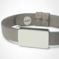 bracelet cuir hip-hop gris (argent 925° et cuir)