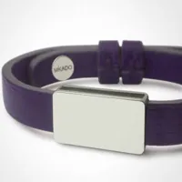 bracelet cuir hip-hop violet (argent 925° et cuir)