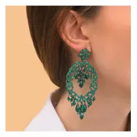 boucles d'oreilles clips féminines cristaux prestige - vert