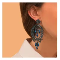boucles d'oreilles clips sublimes cristaux prestige - bleu