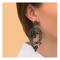 boucles d'oreilles clips chics cristaux prestige - noir
