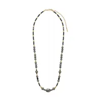 collier de perles gemmes onyx et pyrite - noir