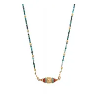 collier pendentif ethnique cornaline et chrysocolle - turquoise