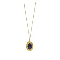 collier doré à l'or fin lapis lazuli secret oval