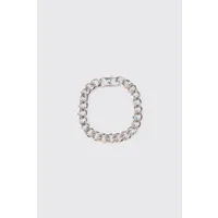 cuban chunky chain bracelet in silver homme - argent - one size, argent