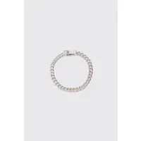 cuban chunky chain bracelet in silver homme - argent - one size, argent