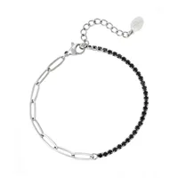bracelet mila zircon petite chaîne - gris