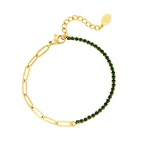 bracelet mila zircon petite chaîne - vert